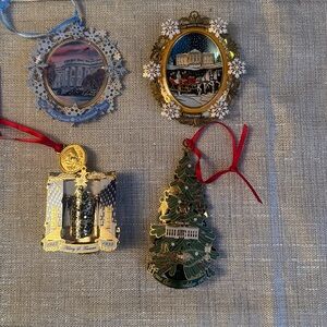 Set of 4 White House Christmas Ornaments 2004, 2009, 2015, 2018